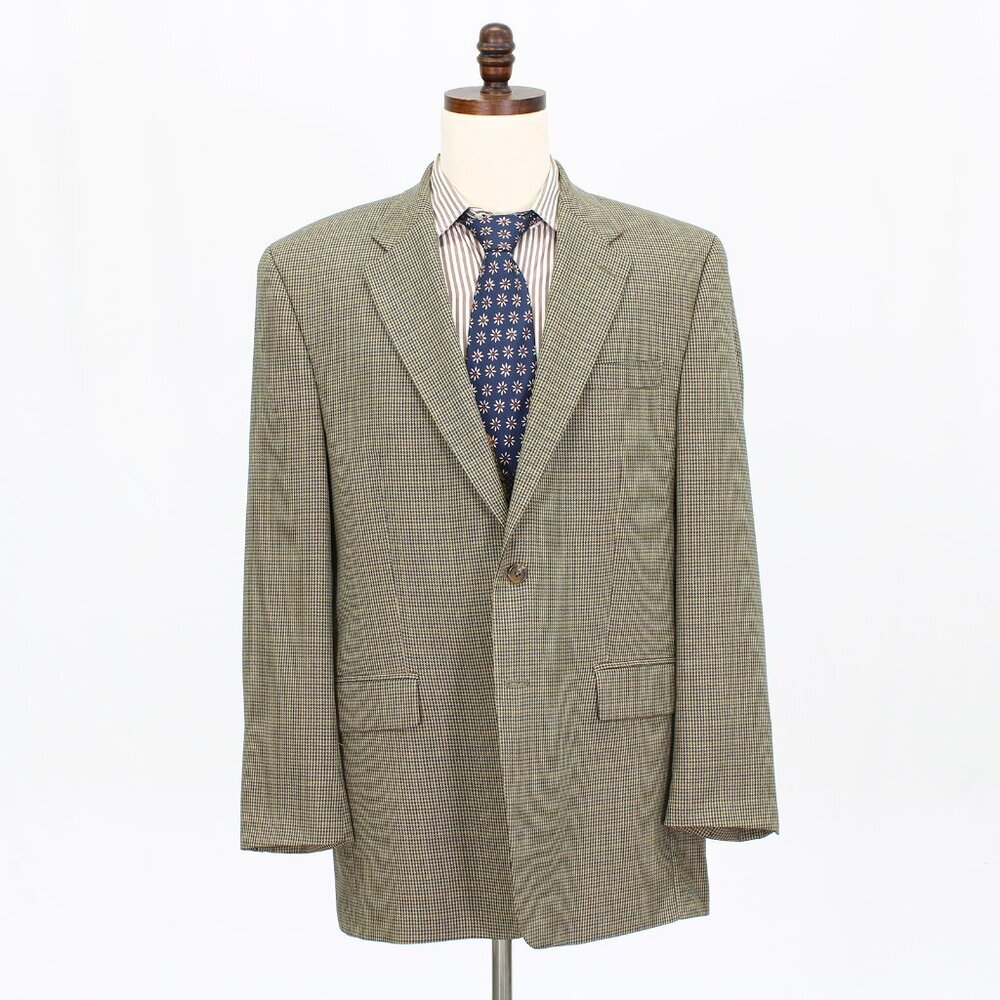 Chaps 44L Beige Check 2-Button Sport Coat Blazer Jacket G509